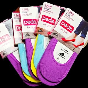 NWT 》5PKS/10 PAIRS《 KID'S PEDS ULTRA LOW MEDIUM SIZE SOCK LINERS: 3 COLORS!